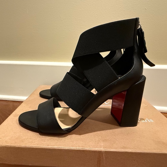 Christian Louboutin Patrouille 85mm Leather Elastic Strappy Heels sz 38.5 - Picture 6 of 16